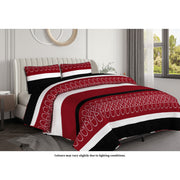 Vanme Crimson Wave 3 Piece Printed Quilt Set, Printed Coverlet Bed Set, Elegant Quilt with Design on Both Sides, 1 Quilt Coverlet and 2 Pillow Shams,