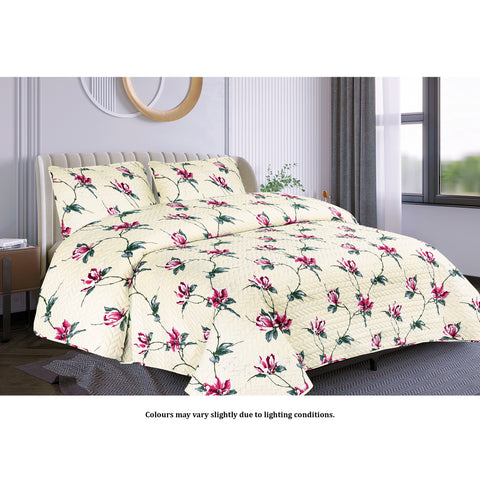 Vanme Claramay 3 Piece Printed Quilt Set, Printed Coverlet Bed Set, Elegant Quilt with Design on Both Sides, 1 Quilt Coverlet and 2 Pillow Shams,