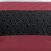 Vanme Parker 7 Piece Comforter Set, Classic Color Block Design with Light Embroidery, Elegant Comforter Set, 1 Comforter, 2 Shams, 1 Bedskirt and 3 Decorative Pillows, Queen