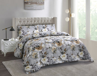 Vanme Veronica 3 Piece Comforter Set, Classic Floral Pattern, Elegant Comforter Set, 1 Comforter and 2 Shams, King