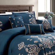 Vanme Drake 7 Piece Comforter Set, Elegant Luxury Design, Elegant Comforter Set, 1 Comforter, 2 Shams, 1 Bedskirt and 3 Decorative Pillows, Queen