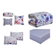 Vanme Camilla 7 Piece Comforter Set, Summer Floral Design, Elegant Comforter Set, 1 Comforter, 2 Shams, 1 Bedskirt and 3 Decorative Pillows, King
