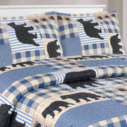 Vanme Winnie 3 Piece Printed Quilt Set, Printed Coverlet Bed Set, Printed Plaid Bear Design, Elegant Quilt with Design on Both Sides, 1 Quilt Coverlet and 2 Pillow Shams, Queen